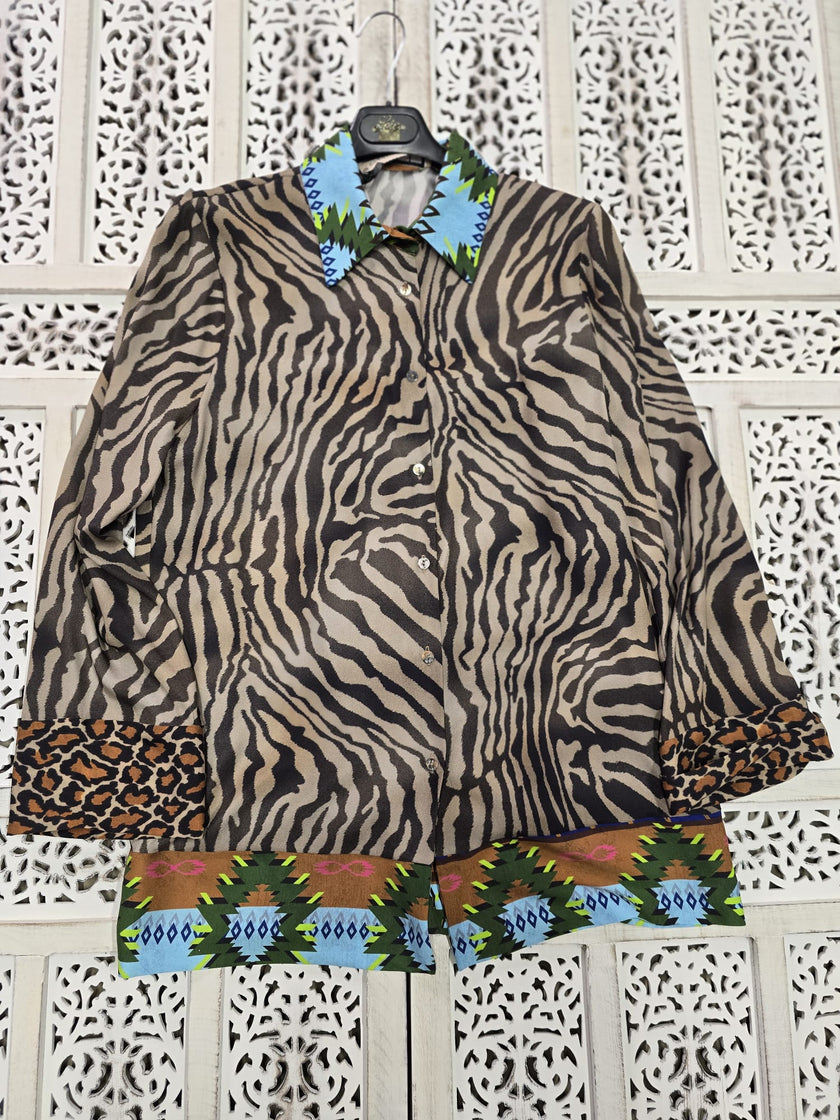 Camicia completo in seta azzurro