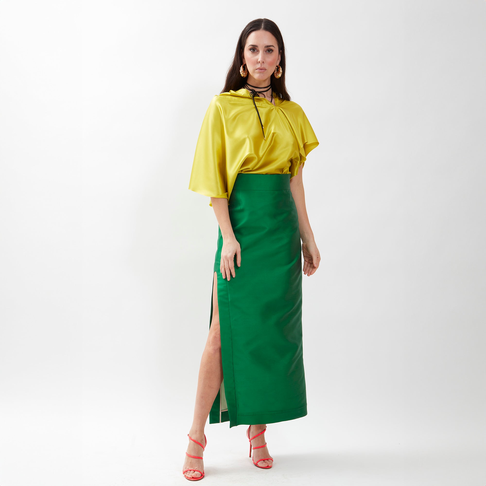 Gonna in Mikado Verde SALDI -70%