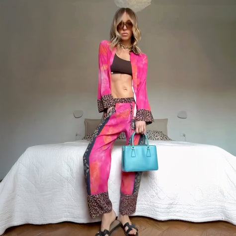 Camicia completo in seta rosa