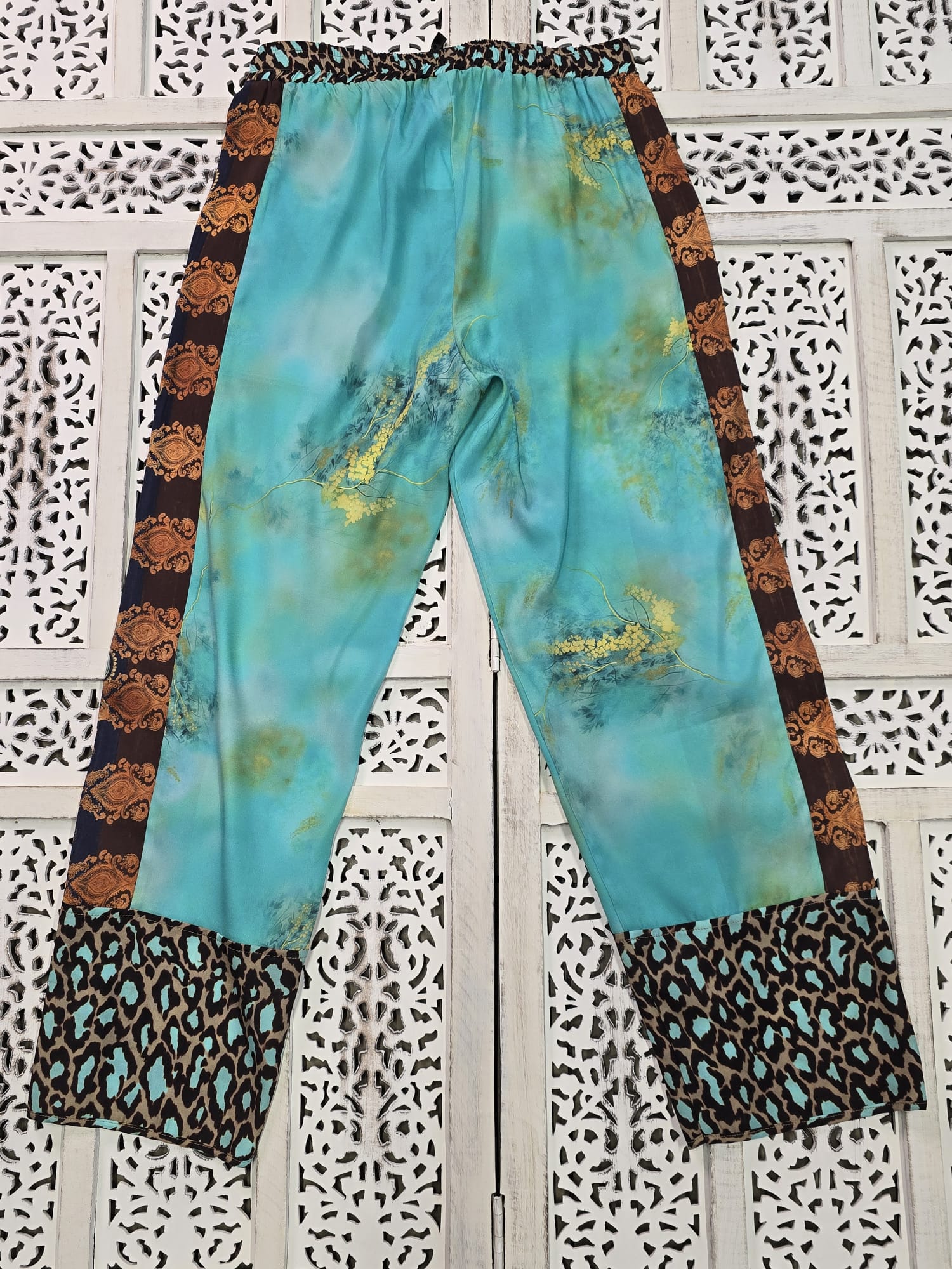 Pantalone in  seta - Fantasia Azzurro