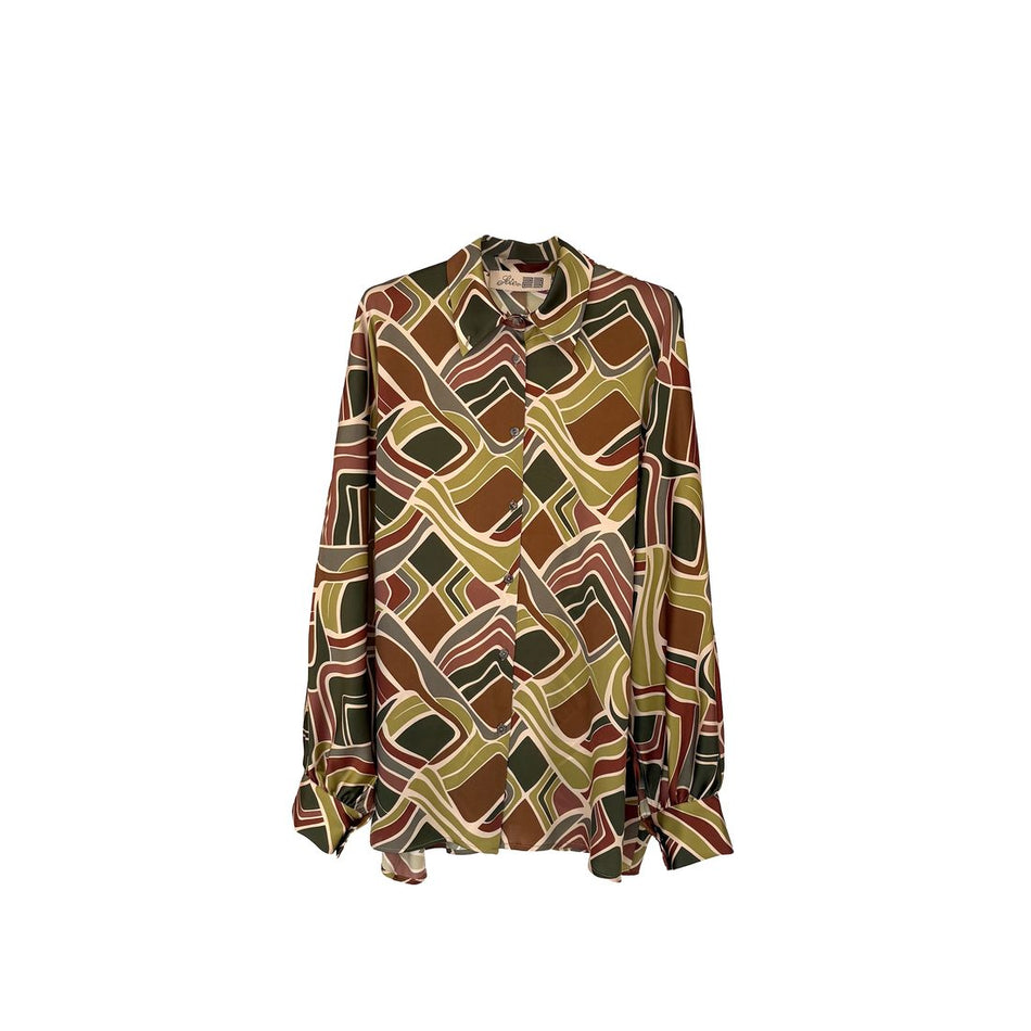 Camicia kimono in seta stampata