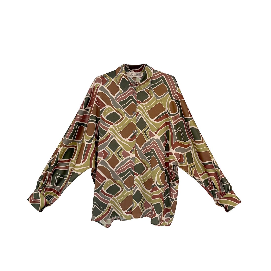 Camicia kimono in seta stampata
