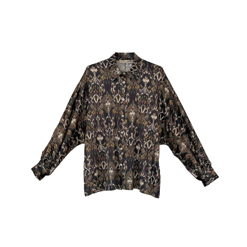 Camicia kimono in seta stampata