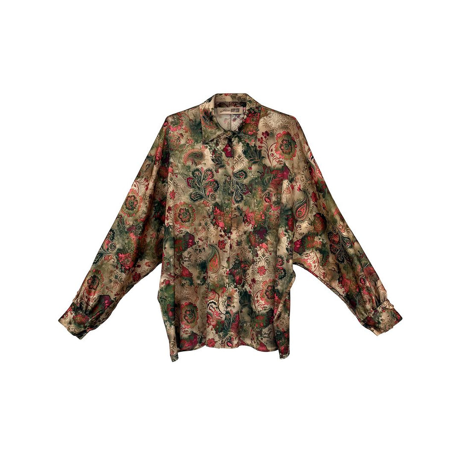 Camicia kimono in seta stampata