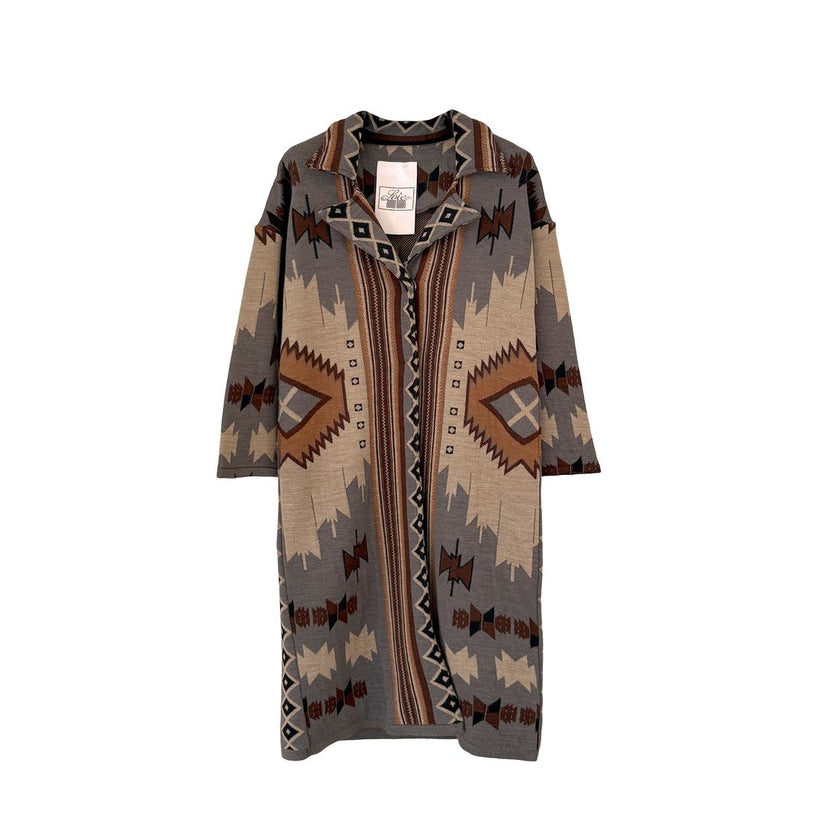 Cappotto in lana jacquard