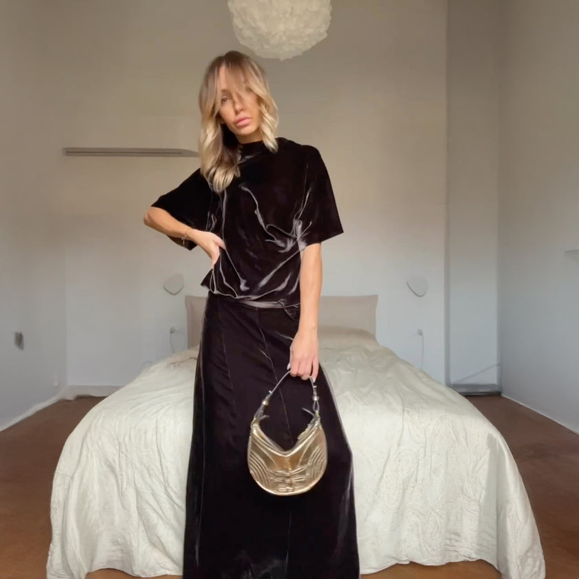 Top in velluto di seta moro. SALE-30%