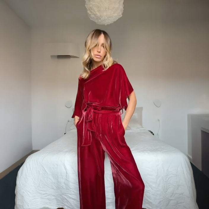 Top in velluto di seta rosso. SALE-30%
