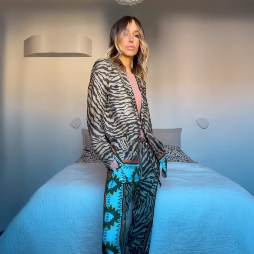 Giacca in  seta - Fantasia Azzurro